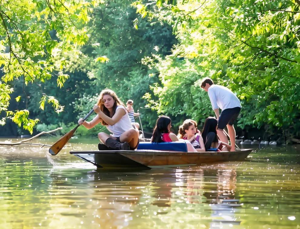 Students punting on the river